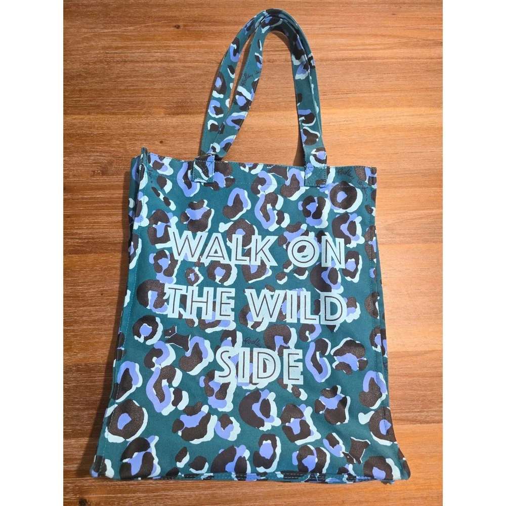 Radley London Canvas Tote Bag Teal Blue Leopard Print Walk On The Wild Side